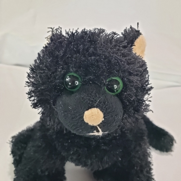 Ganz Webkinz Black Cat Plush Stuffed Toy 8 Inch HM135 Green Eyes Curly No Code - Picture 2 of 7
